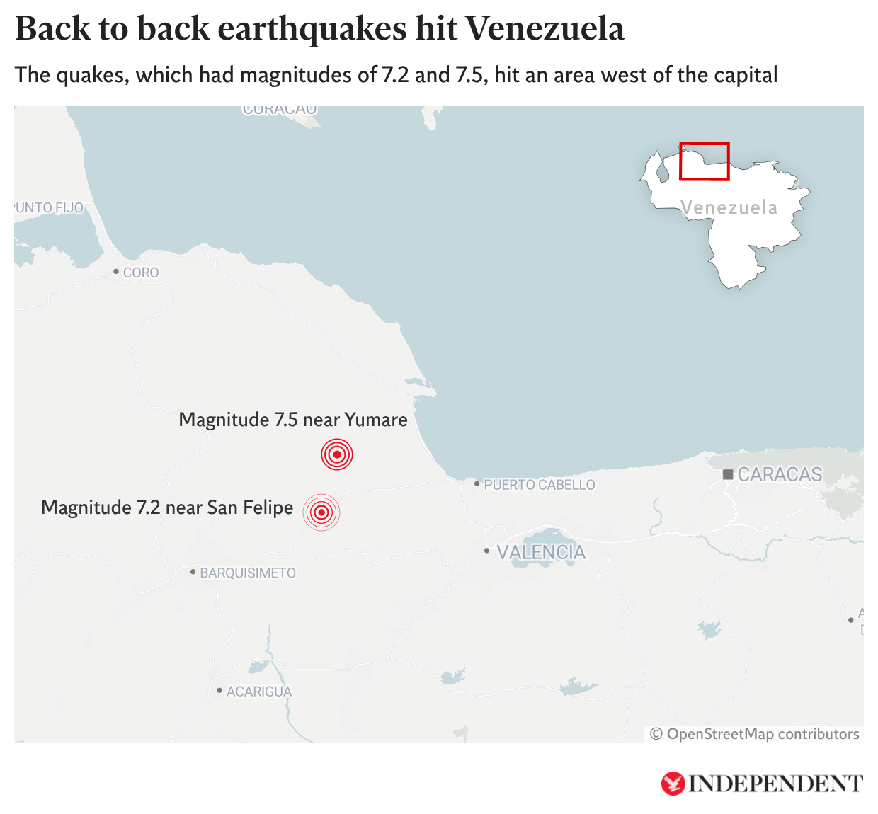 Dos terremotos consecutivos sacudieron Venezuela