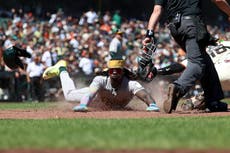 Atléticos anotan 4 veces con 2 outs en la 9na entrada y remontan para vencer 9-6 a Gigantes