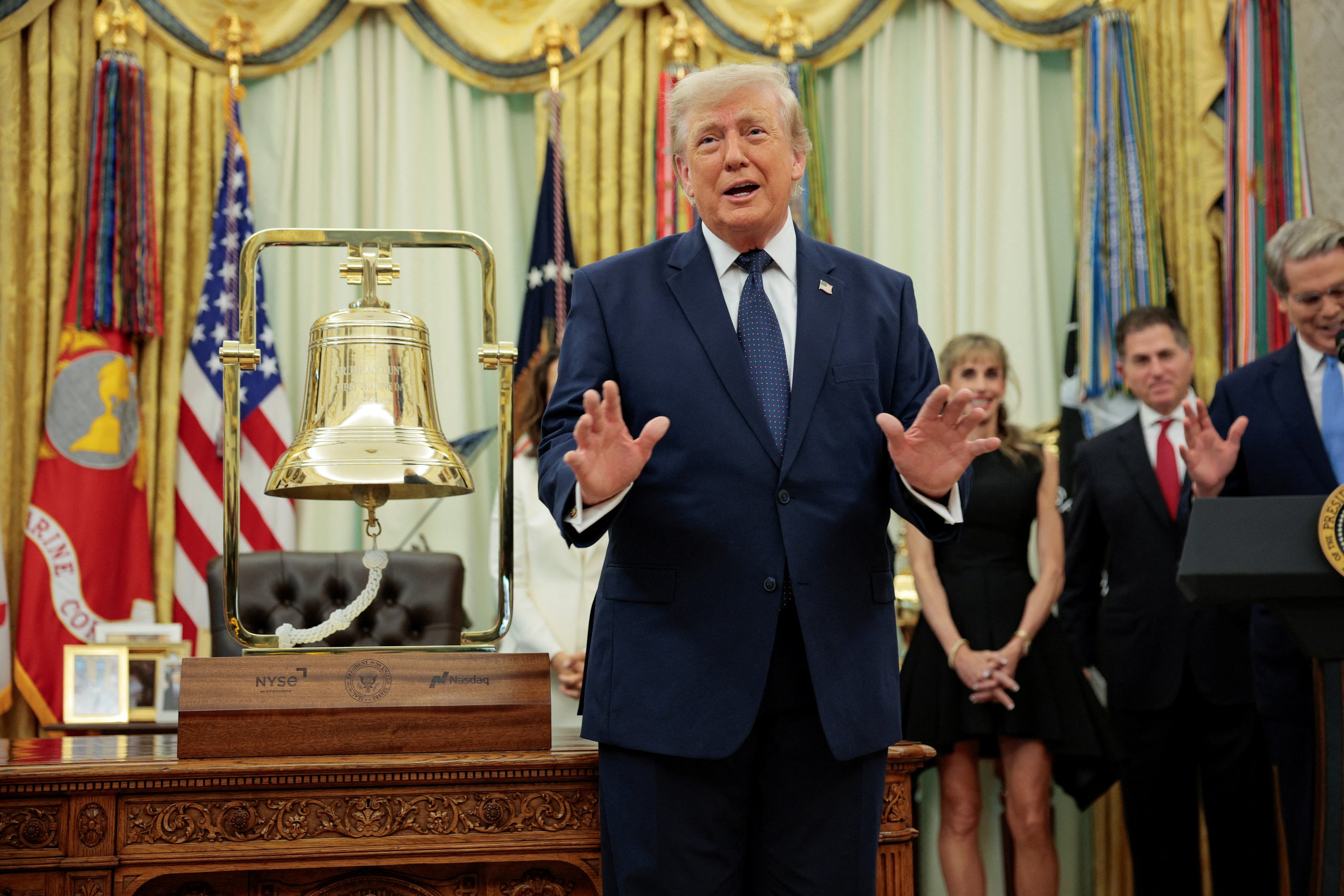 Donald Trump habla en el Despacho Oval el lunes, antes del partido de octavos de final entre Estados Unidos y Bélgica