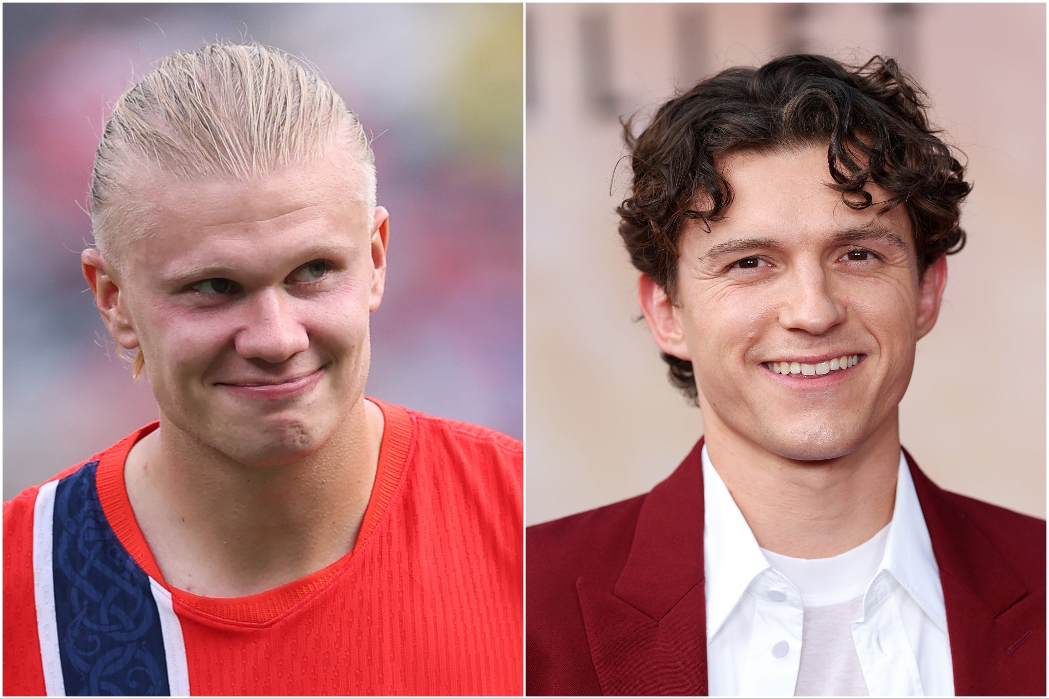 Erling Haaland (izquierda) finalmente aceptó la invitación a cenar de Tom Holland, después de dejar sin respuesta el mensaje privado que le envió el actor de Spider-Man