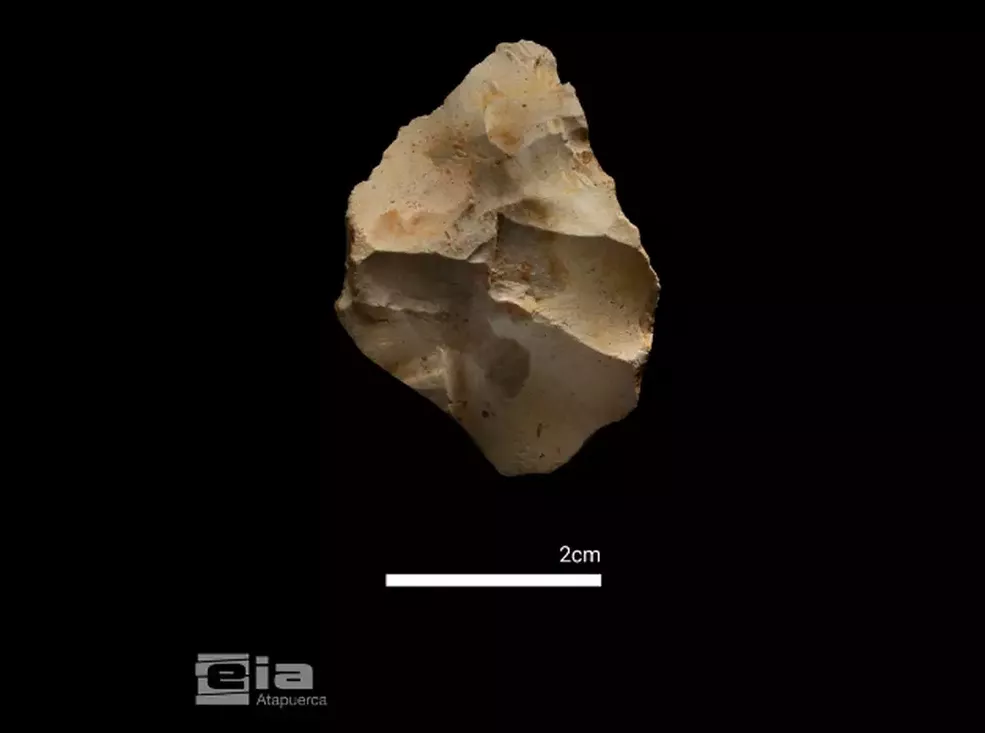 Herramienta de piedra hallada en el yacimiento