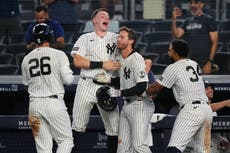 Yankees remontan con 2 outs en la 9na y superan 3-2 a Bravos en 10 innings tras larga lluvia