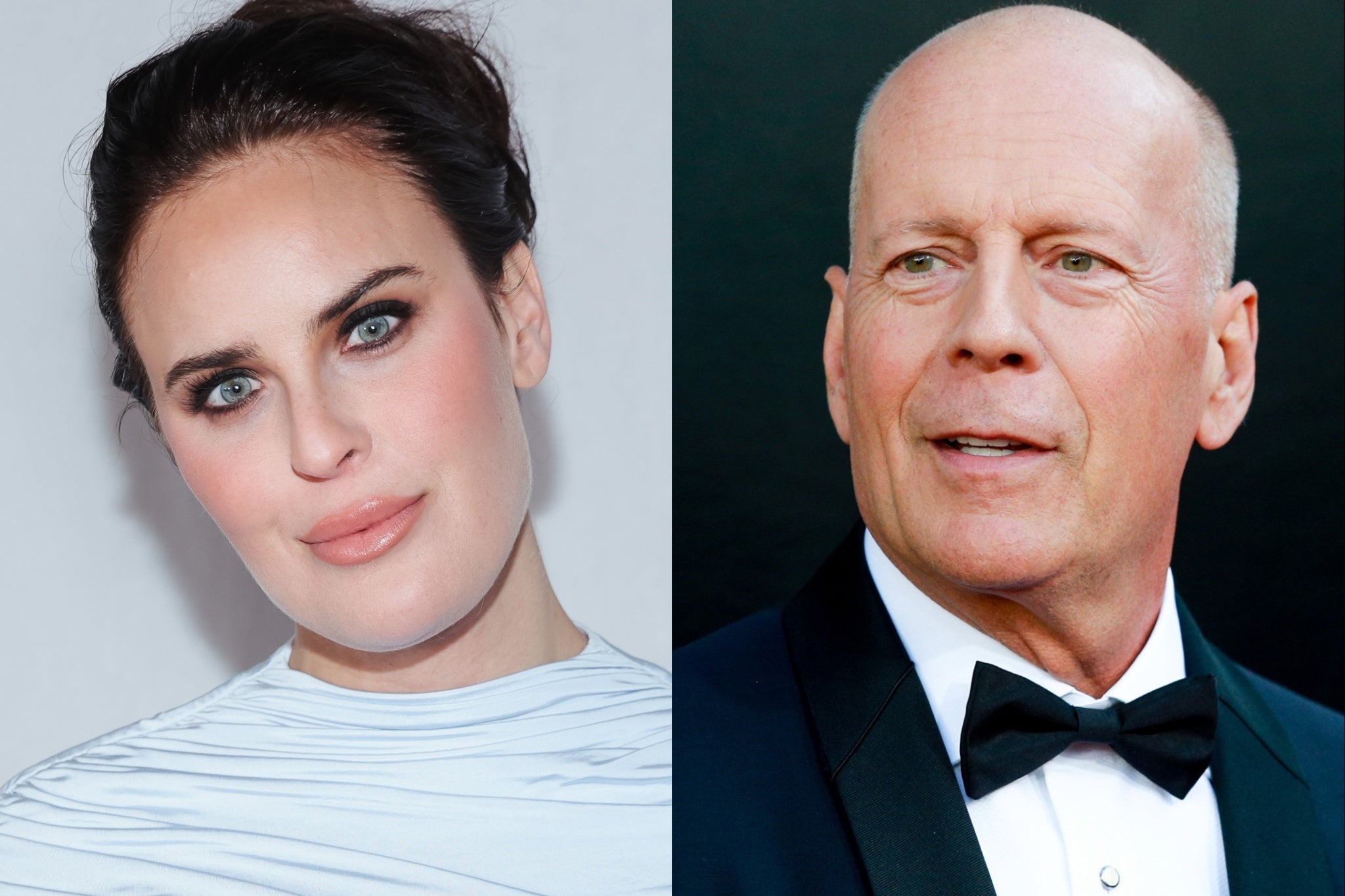 Tallulah Willis y su padre, el actor de cine de acción Bruce Willis, a quien se le diagnosticó demencia frontotemporal en 2023. Bruce hizo una de sus escasas apariciones públicas para asistir a la boda de su hija