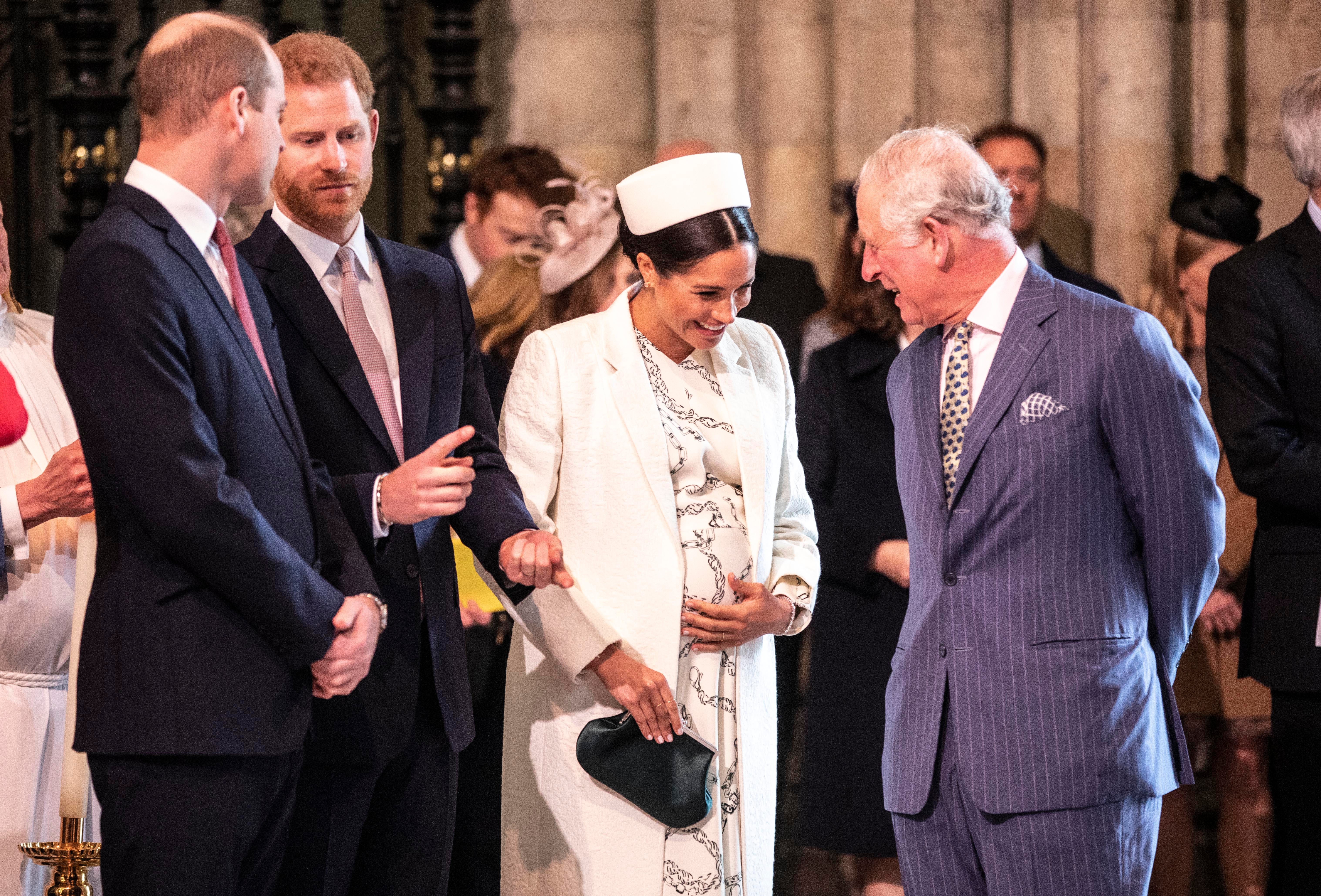 Imagen de archivo del 11 de marzo de 2019: el príncipe de Gales, entonces duque de Cambridge; el duque y la duquesa de Sussex; y el rey Carlos III, entonces príncipe de Gales, durante el Servicio de la Commonwealth en la Abadía de Westminster, Londres