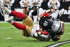 Mala noche para el novato de Raiders Fernando Mendoza, en derrota por 18-12 ante 49ers