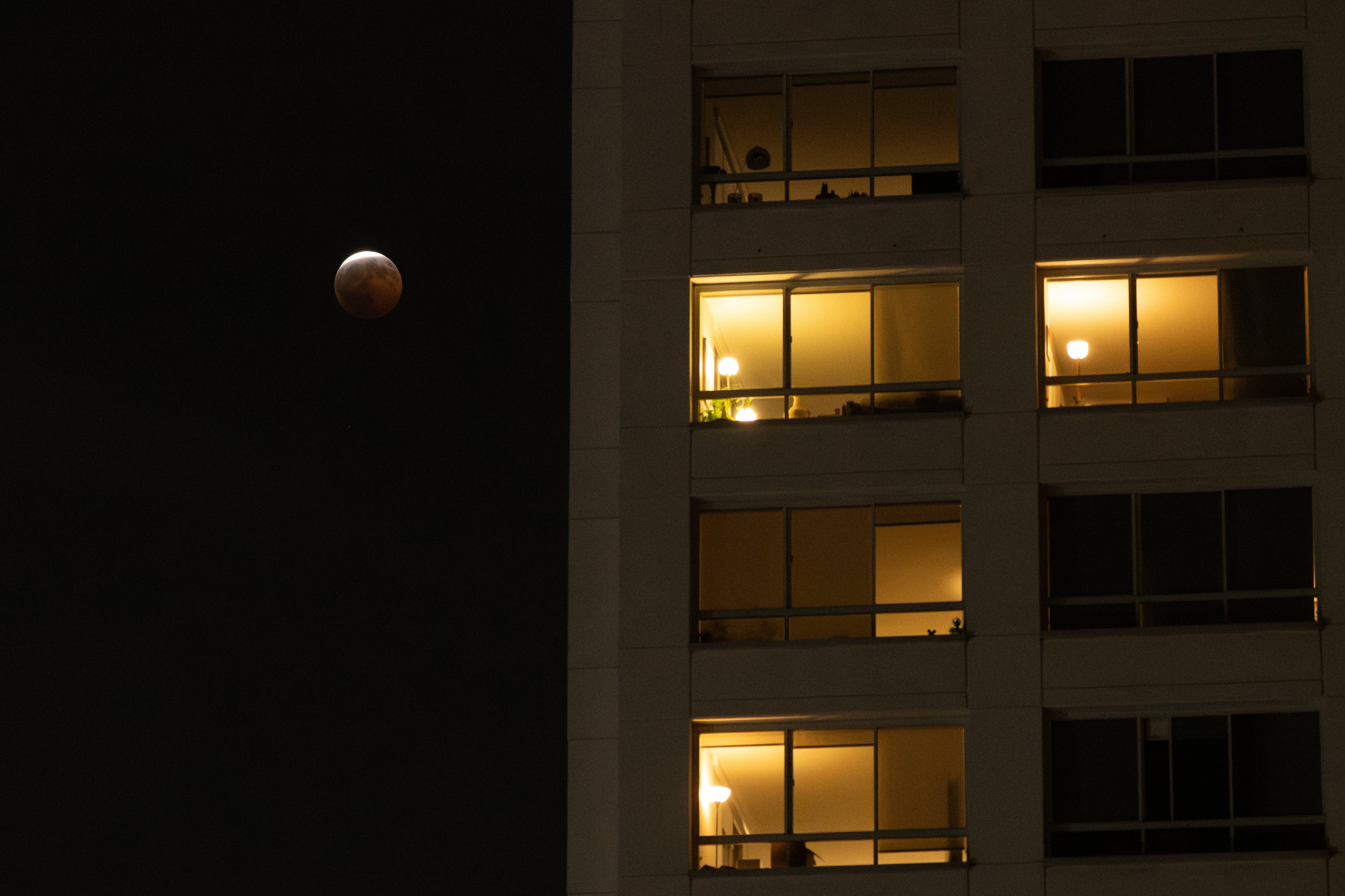 Se observa un eclipse lunar parcial en Los Ángeles