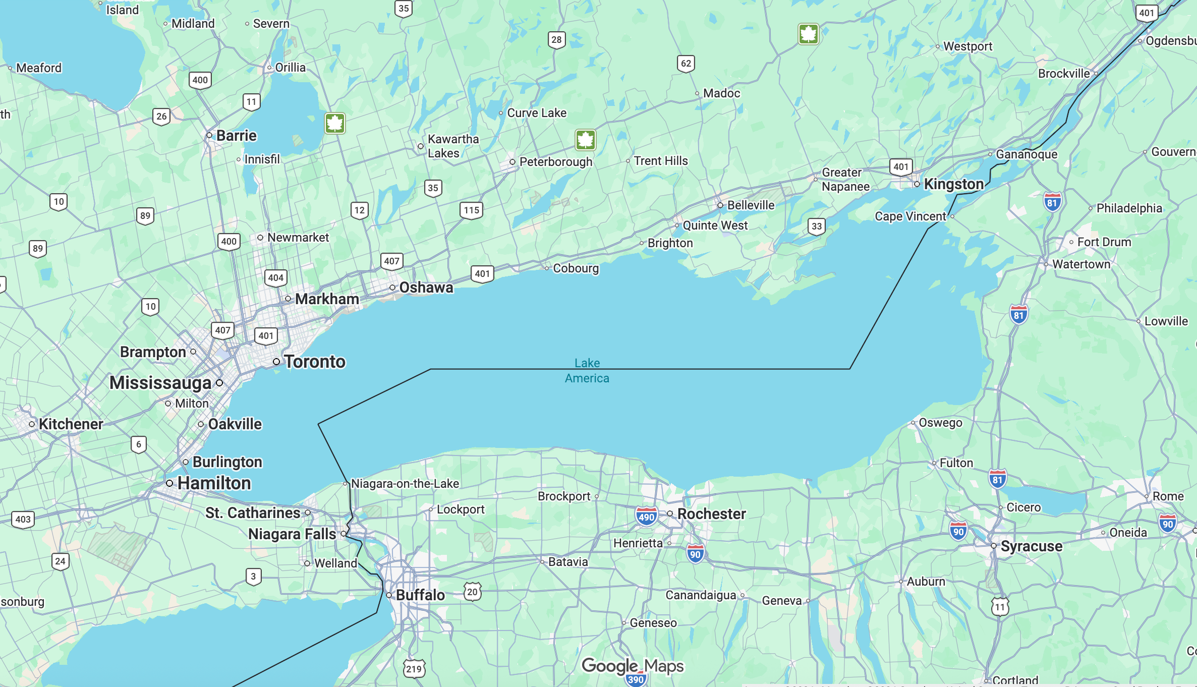 Google Maps cambió el nombre del lago Ontario por el de ‘lago América’, lo que provocó una oleada de críticas