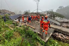 Deslave deja dos muertos y 10 desaparecidos en China tras fuertes lluvias por la tormenta Saudel