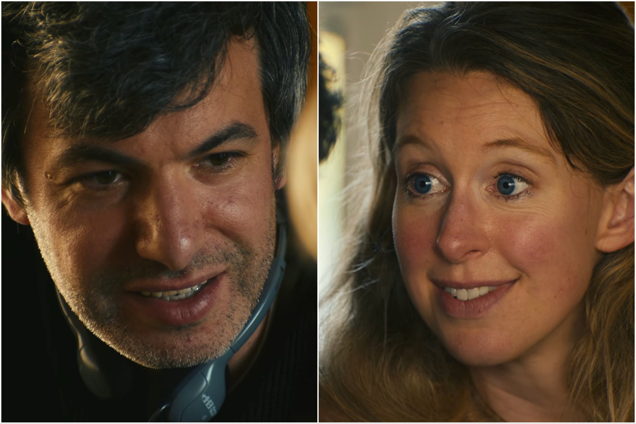 Nathan Fielder (a la izquierda) y Elizabeth Holmes se enfrentan en el nuevo documental de A24, ‘You Can See Everything’