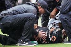 Caleb Williams sale del partido de los Bears ante Vikings por lesión en la pierna derecha