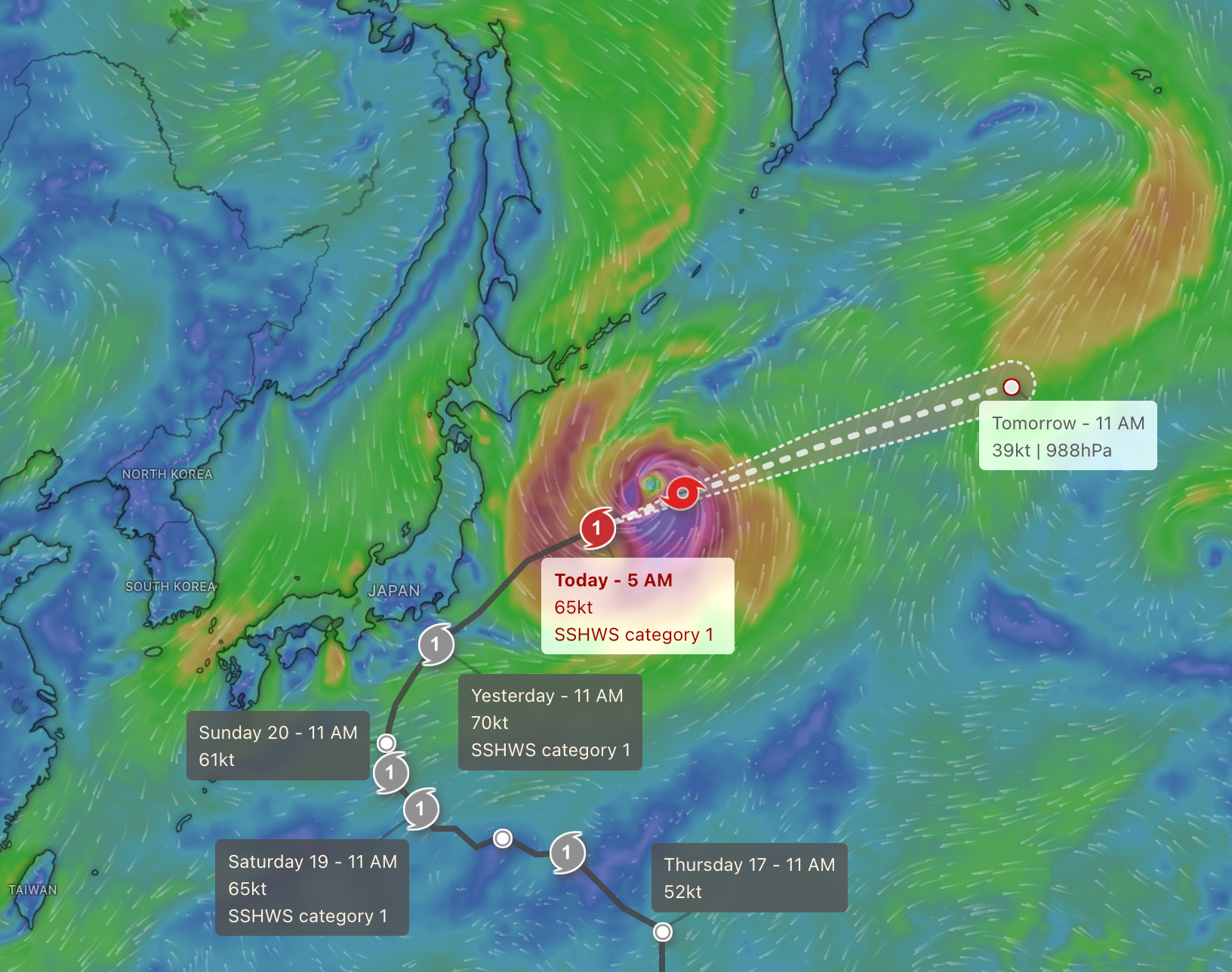 El tifón Dujuan dejó lluvias extremas al sur de Tokio antes de seguir su trayectoria prevista y alejarse de la costa este de Japón