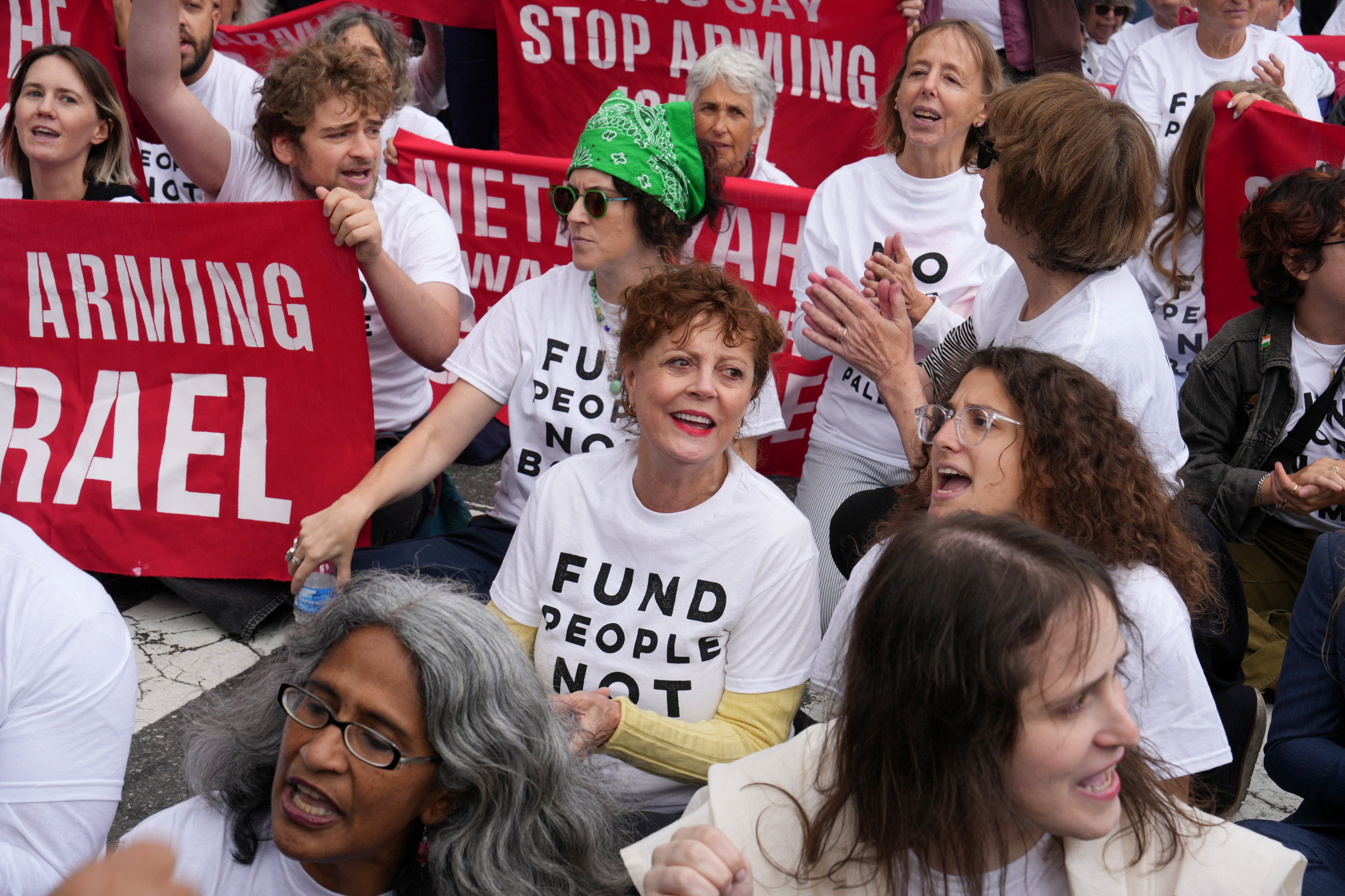 Susan Sarandon estuvo entre los asistentes a la protesta y fue detenida