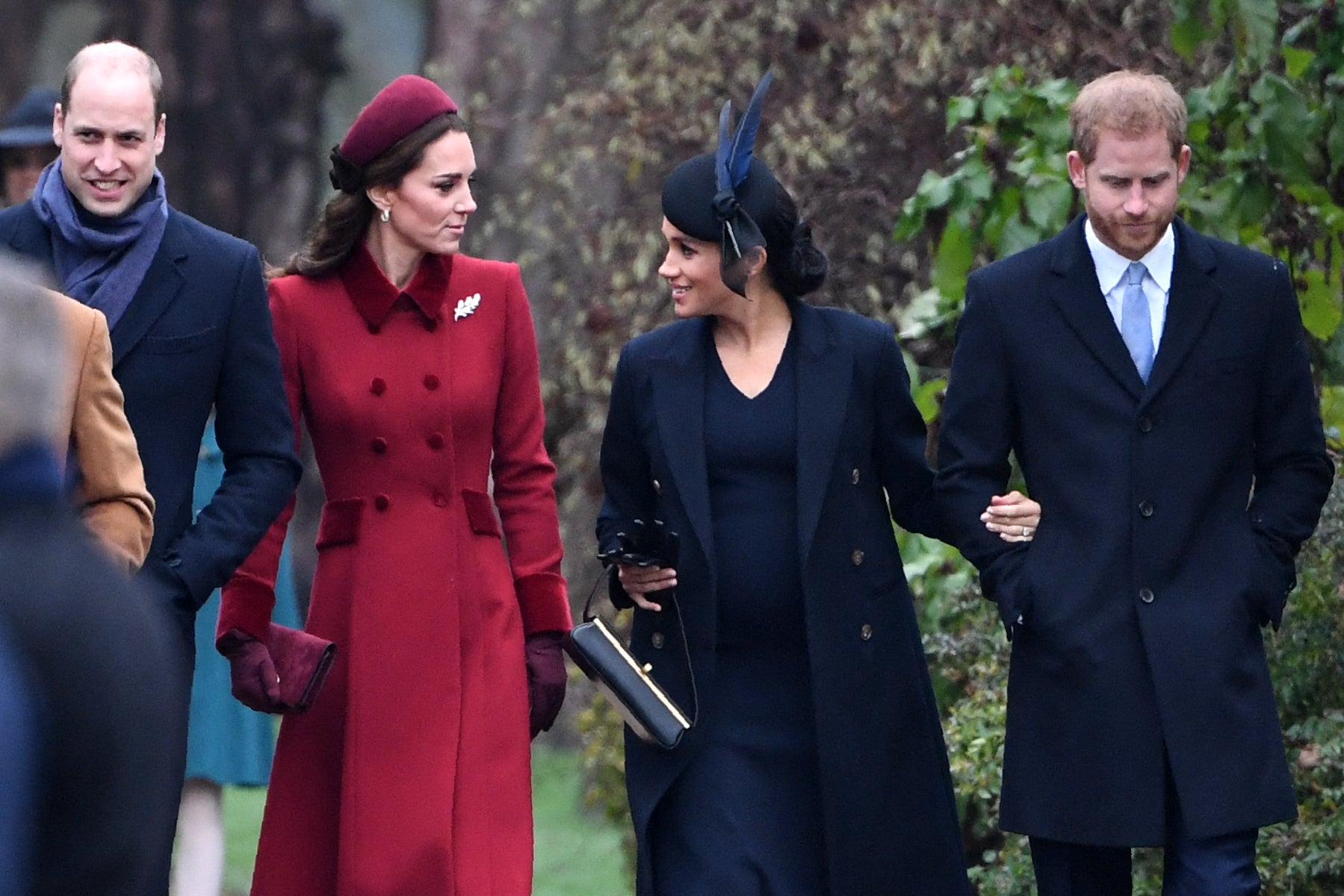 El príncipe William, Kate Middleton, Meghan Markle y el príncipe Harry en diciembre de 2018