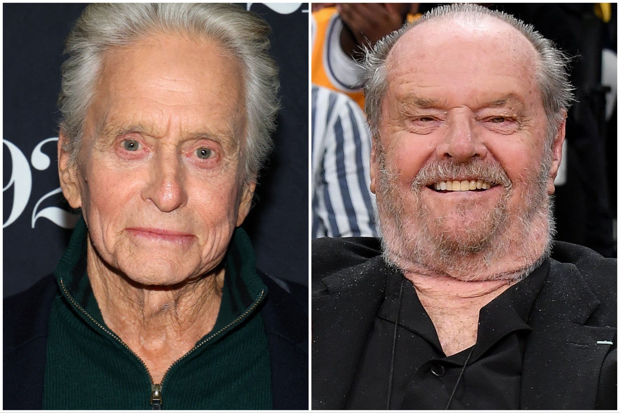 Michael Douglas este mes, y Jack Nicholson en un partido de baloncesto en 2023
