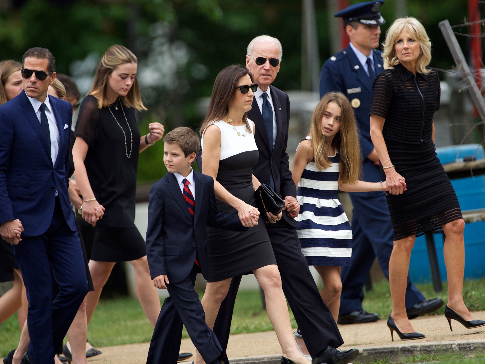 Joe Biden y su familia en el funeral de Beau Biden