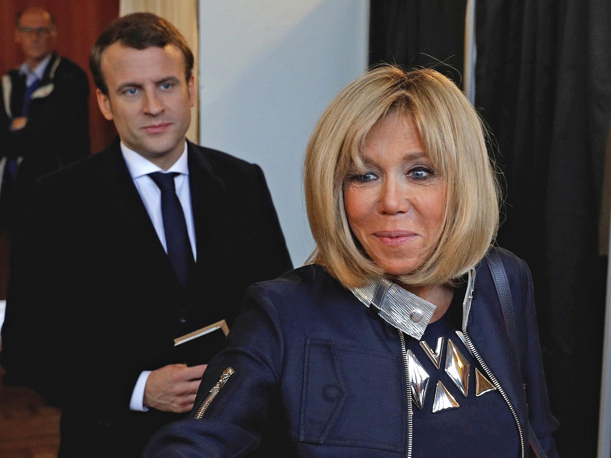 Emmanuel Macron and wife Brigitte Trogneux arrive in Washington