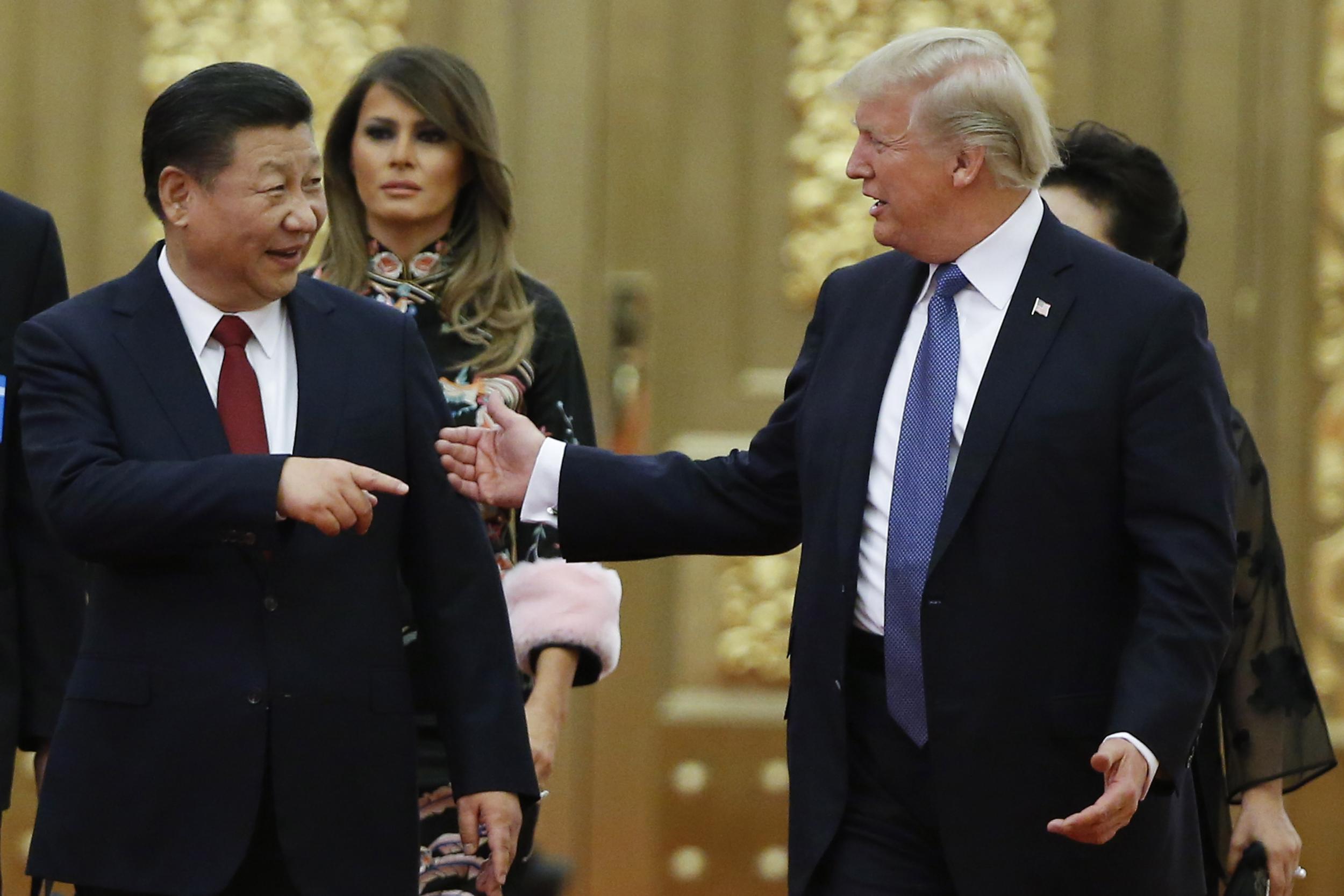 Donald Trump y Xi Jinping llegan a una cena de estado en el Gran Salón del Pueblo en Beijing