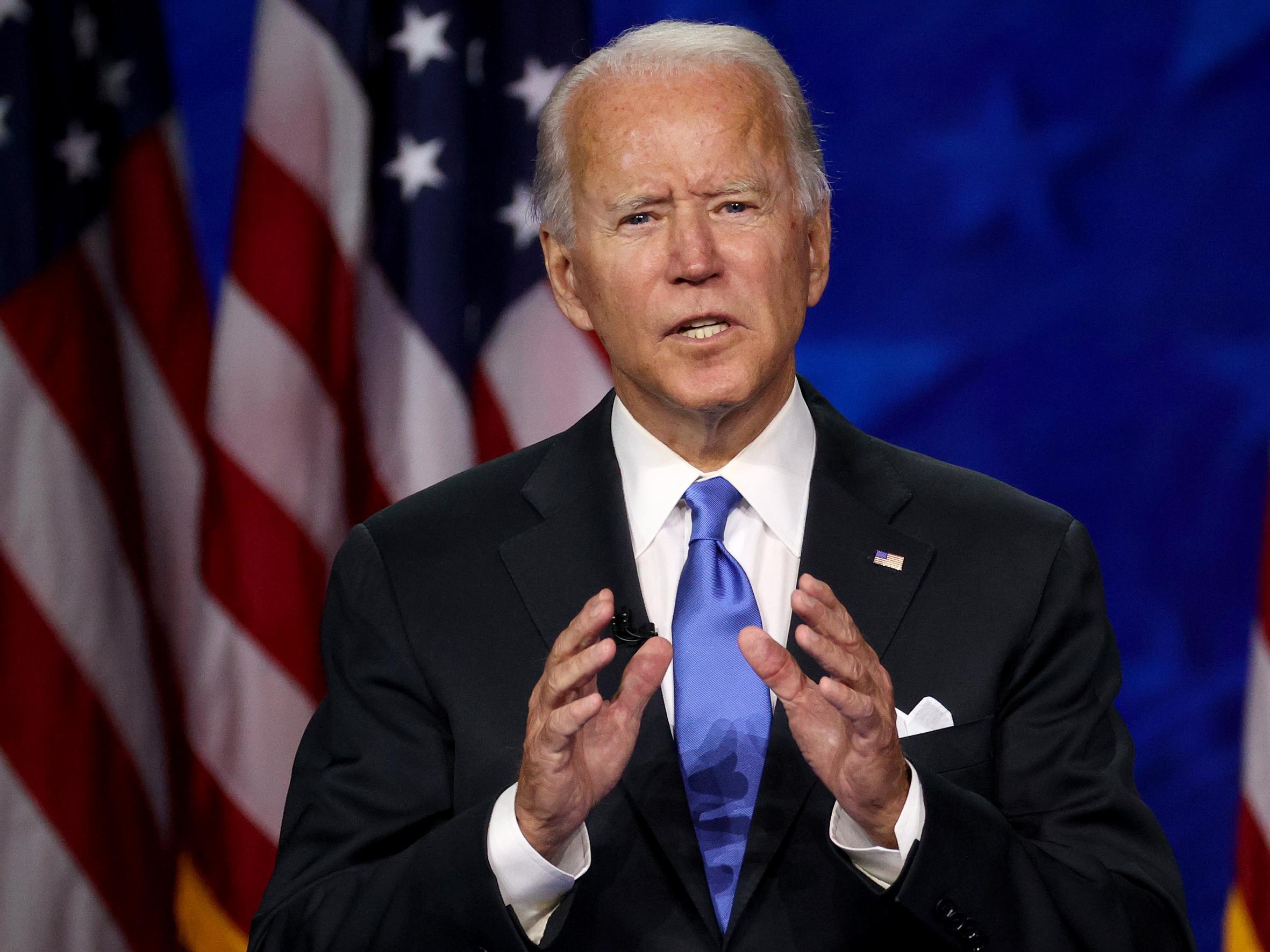 Joe Biden pronuncia su discurso de aceptación la última noche de la Convención Nacional Demócrata, 20 de agosto de 2020