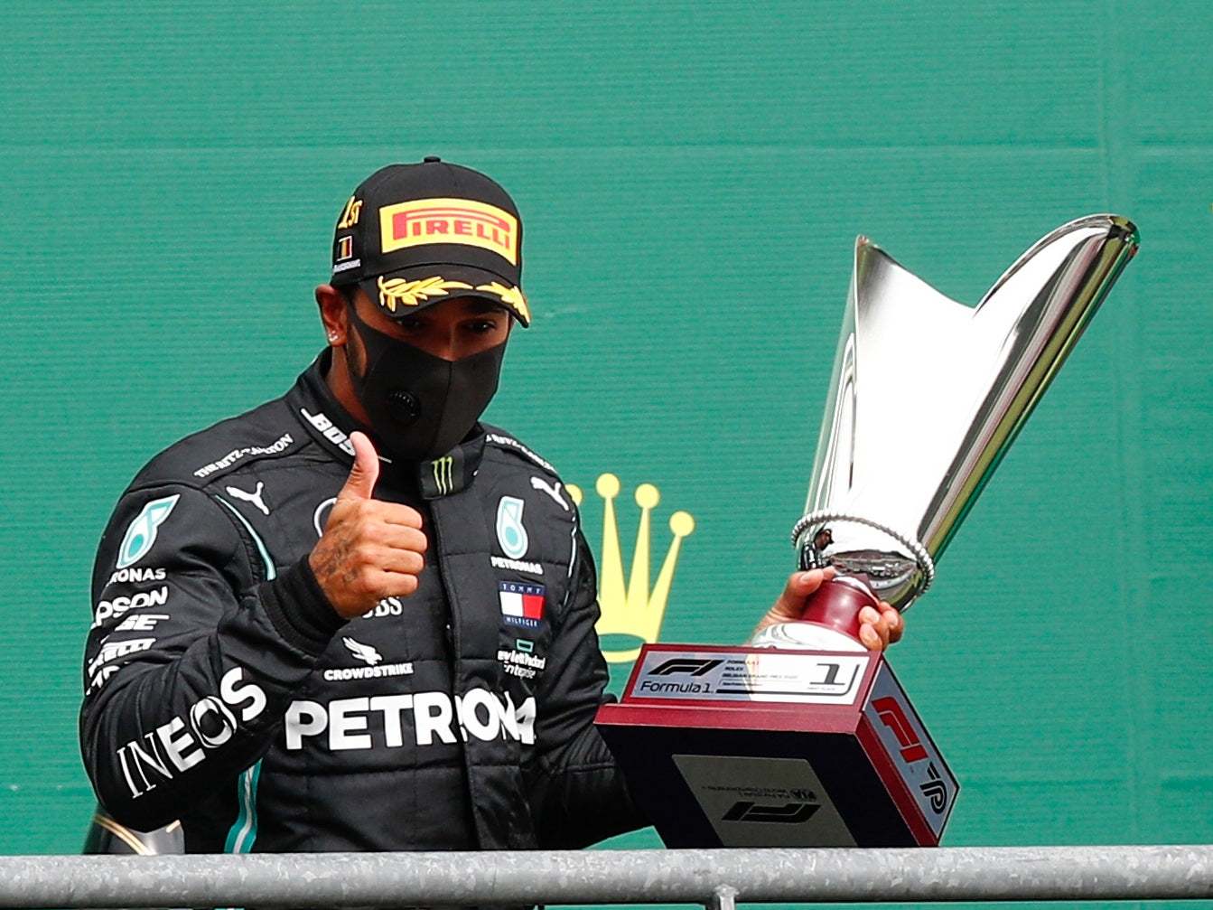 Lewis Hamilton celebra tras ganar el Gran Premio de Bélgica